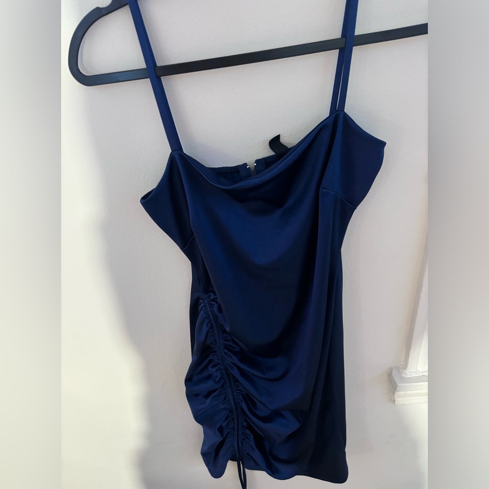 Mini Navy Blue Satin Dress